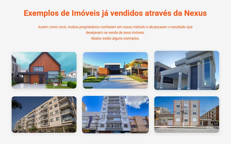 Trecho de uma página gerada para a Nexus: exemplos de imóveis já vendidos